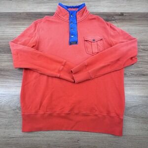 Vintage Polo Ralph Lauren Sweatshirt Mens Large Quarter Zip Talon Snap Orange‎